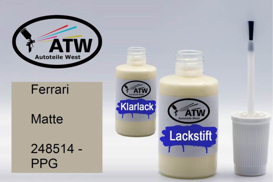 Ferrari, Matte, 248514 - PPG: 20ml Lackstift + 20ml Klarlack - Set, von ATW Autoteile West.